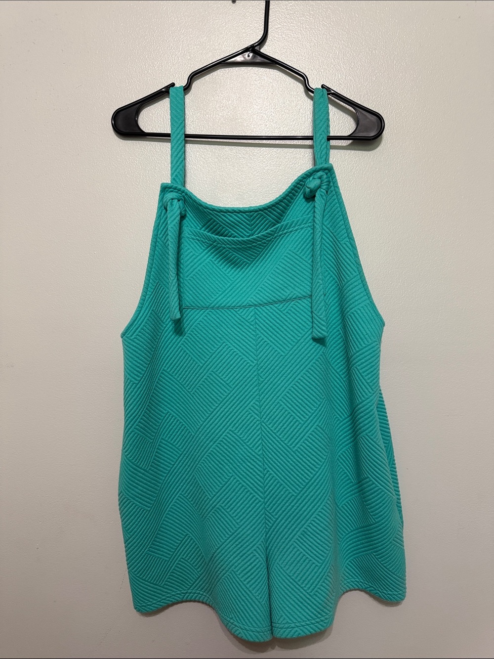 Women's Teal Textured Tie-Shoulder Tank Top